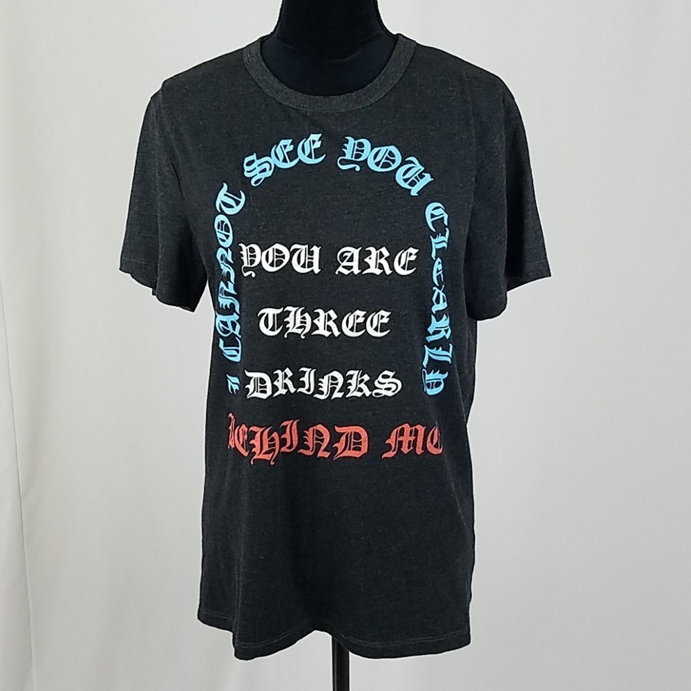 Chaser women L gray printed graphic t-shirt grungecore street core eclectic‎